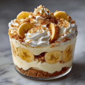 Banana Pudding Cheesecake Parfait (No-Bake Dessert Magic) 2 Banana Pudding Cheesecake Parfait layered with creamy cheesecake filling, fresh banana slices, vanilla wafer crumbs, whipped cream, and no-bake dessert toppings.